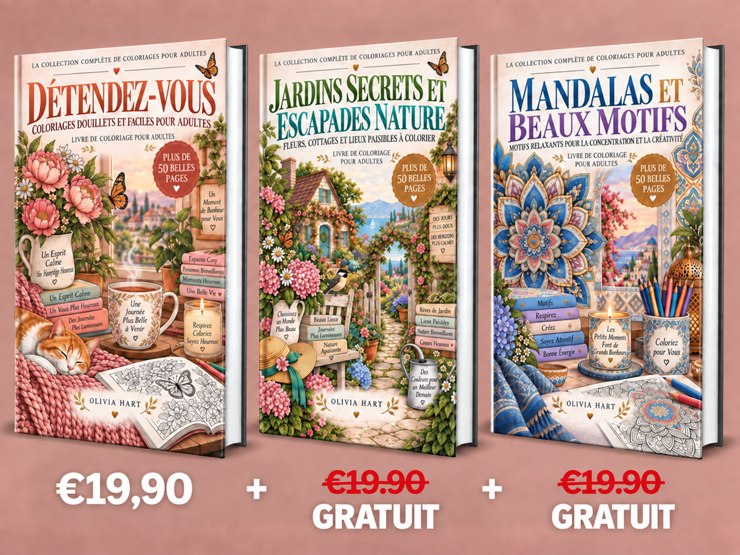 Trois livres de coloriage au prix d’un