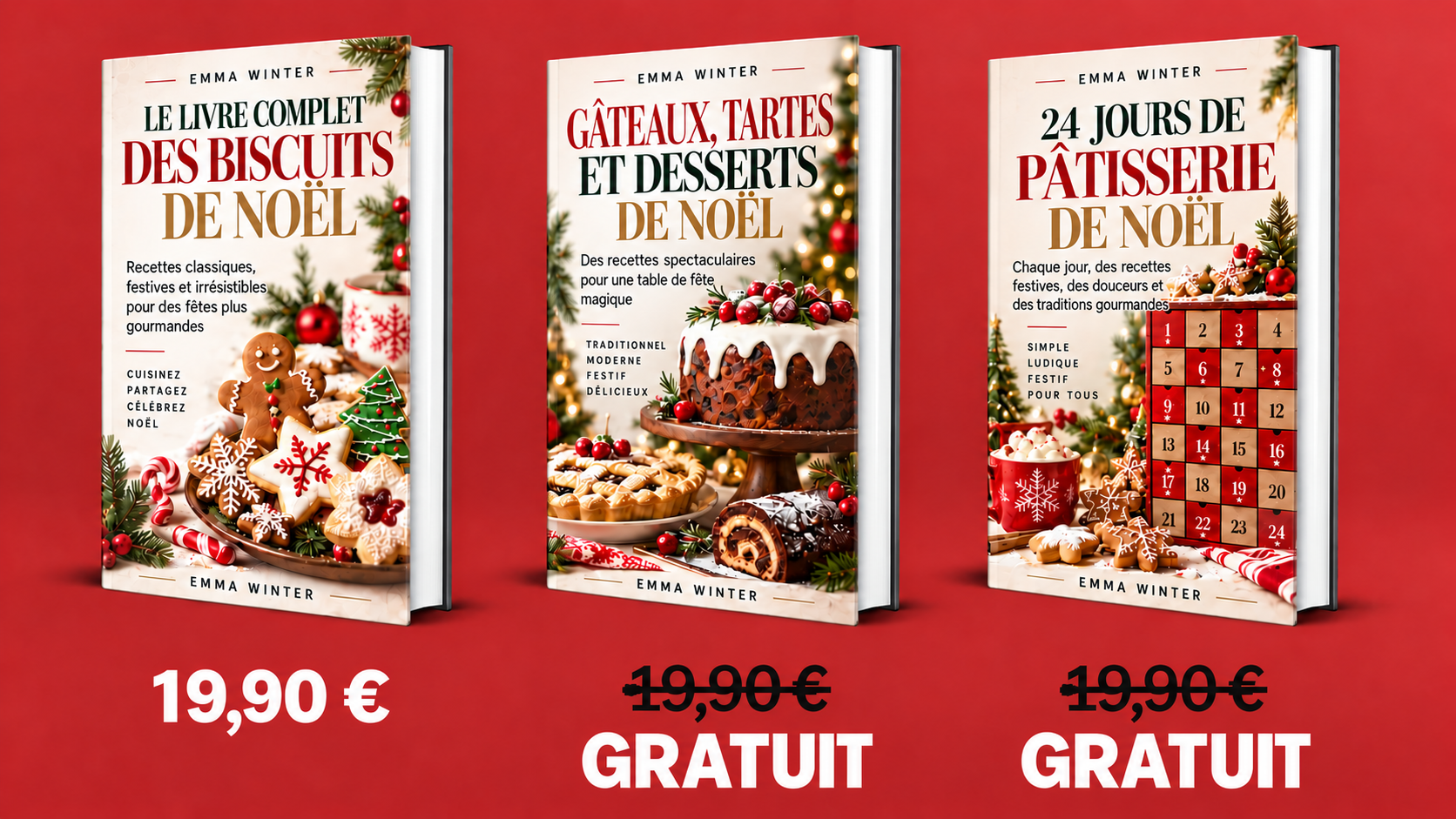 Pendant une durée limitée, recevez les trois livres de pâtisserie de Noël pour le prix d’un seul.
