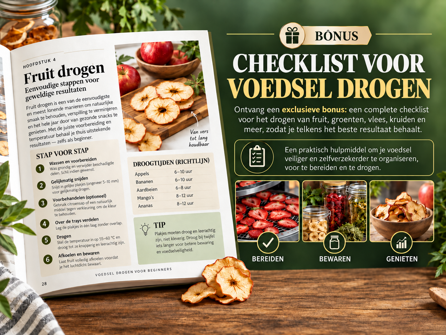 De drie boeken over voedsel drogen