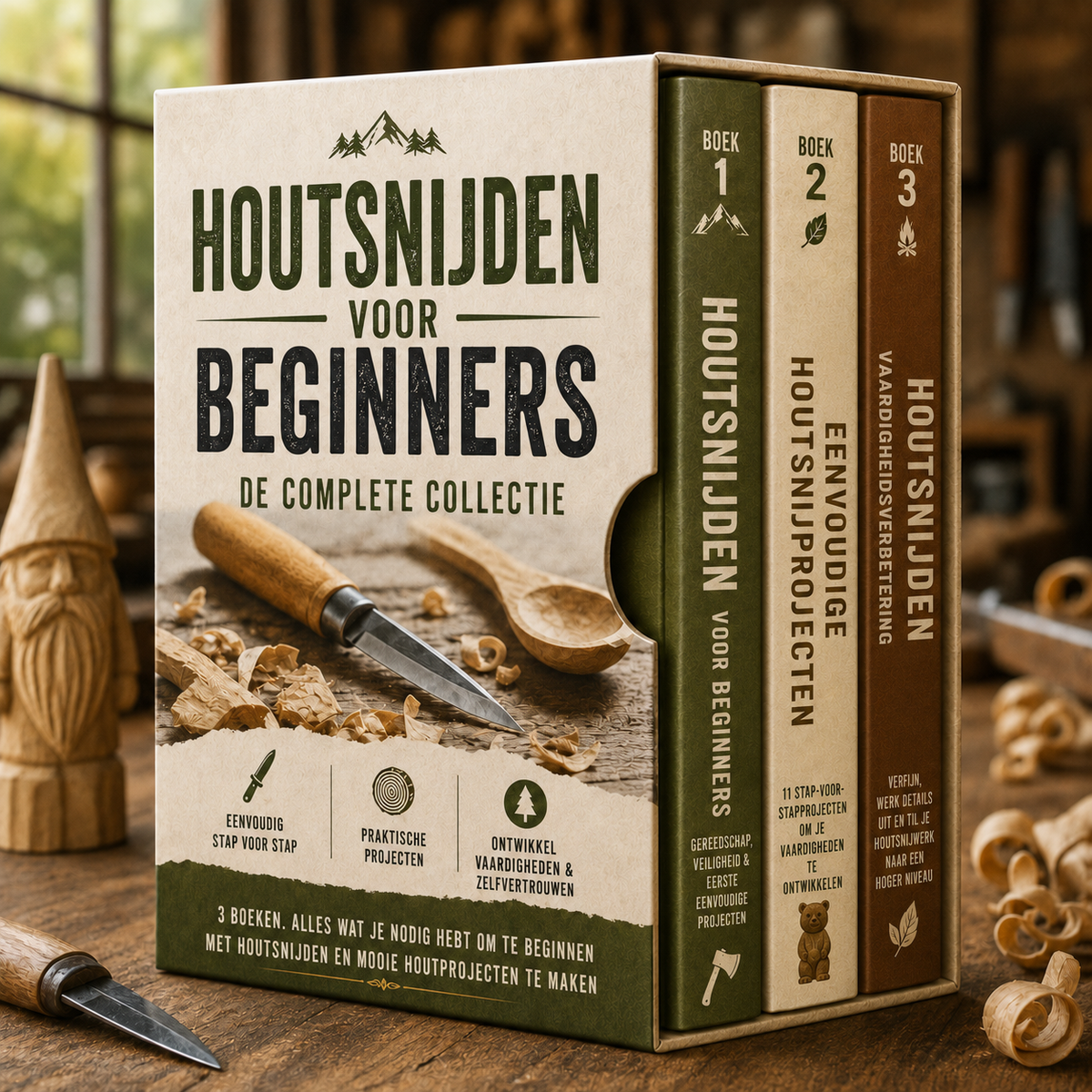 HOUTSNIJDEN VOOR BEGINNERS – DE COMPLETE COLLECTIE + BONUSSEN