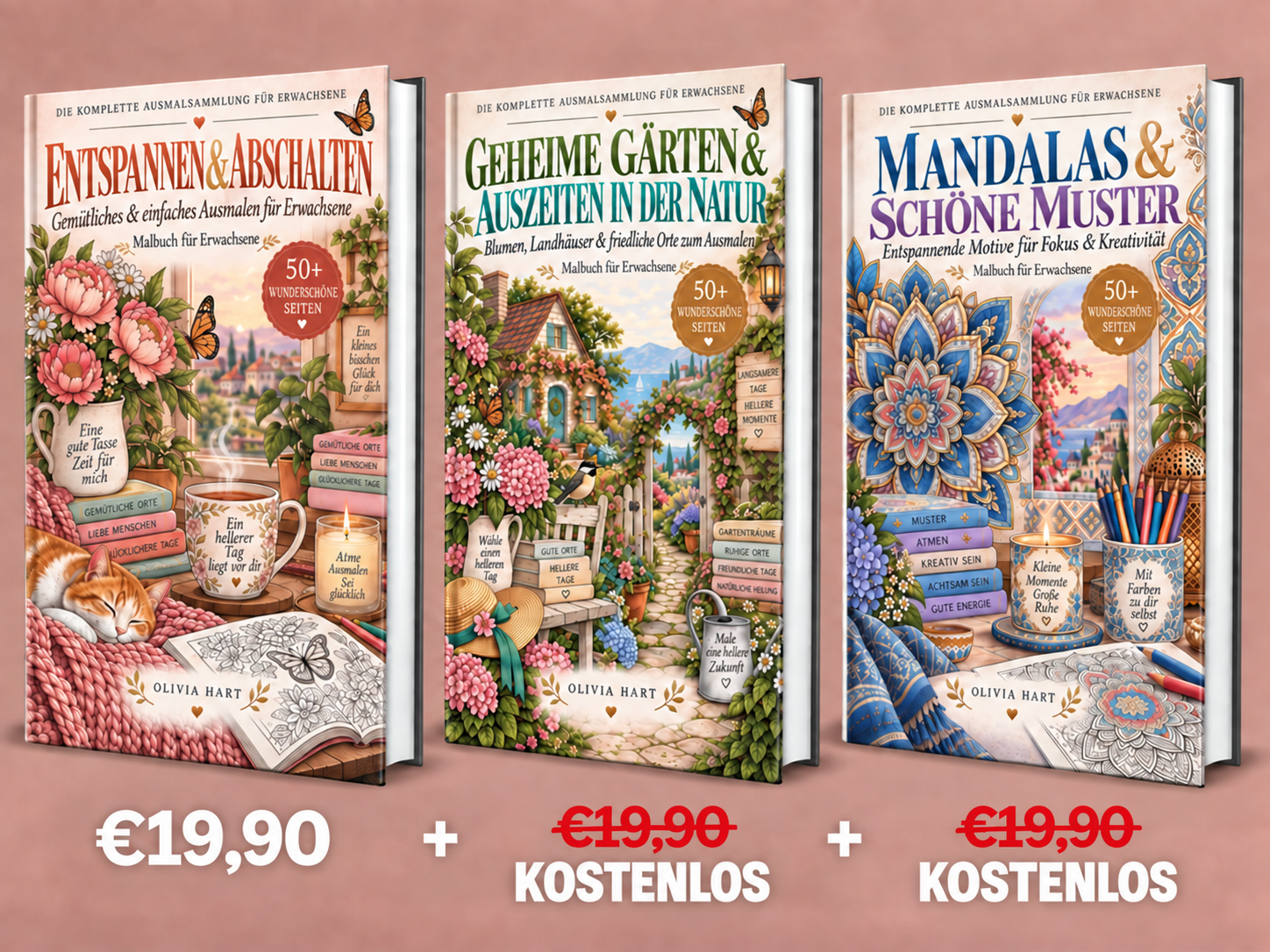 Drei Ausmalbücher zum Preis von einem