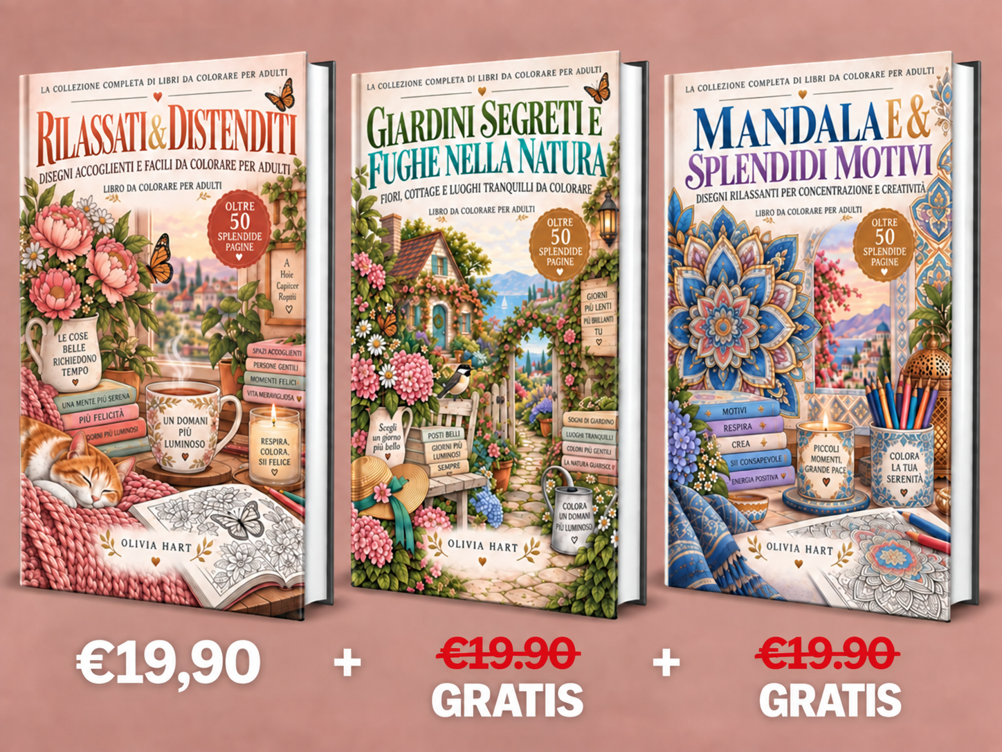 Tre libri da colorare al prezzo di uno