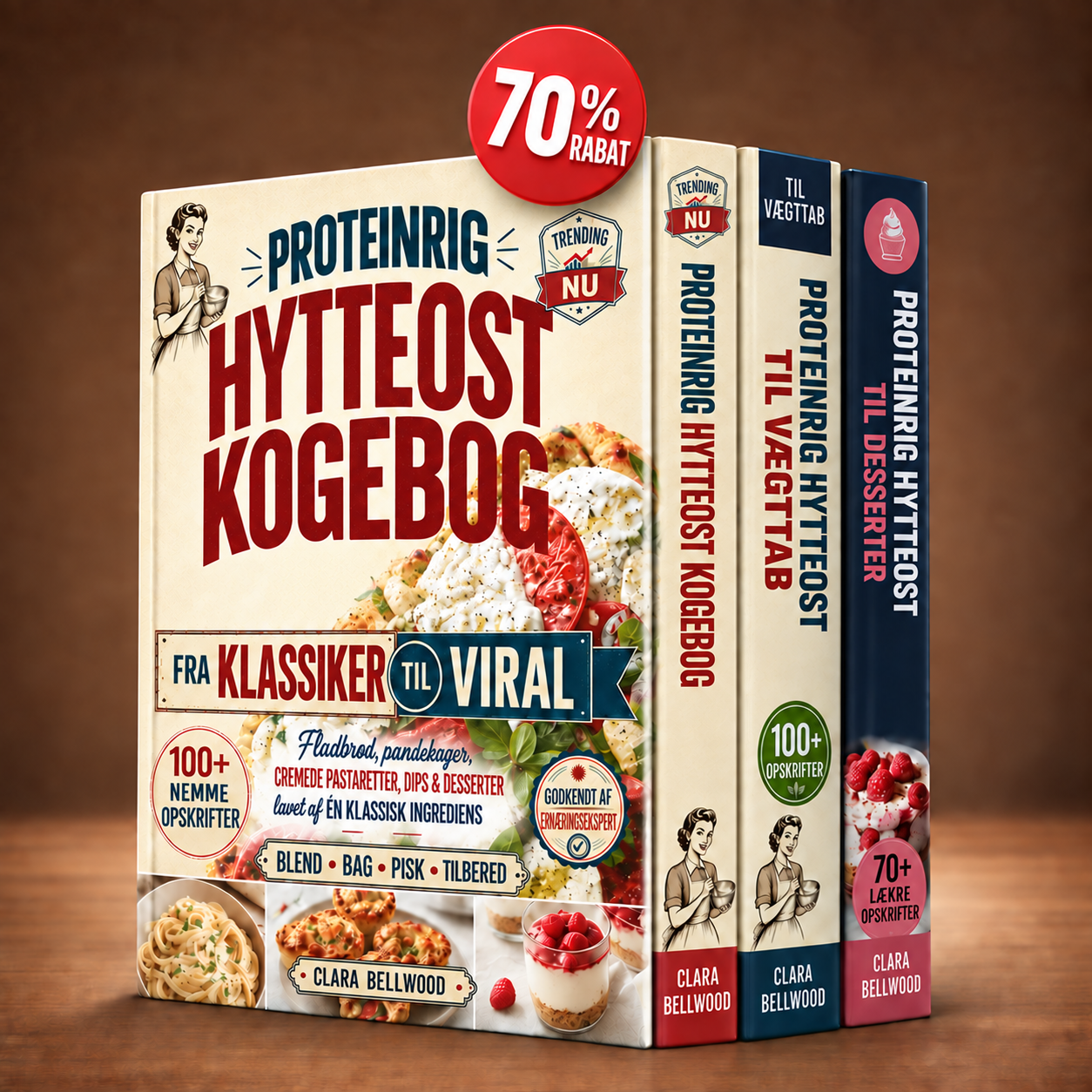 Proteinrig Hytteost Kogebog + 2 BONUSSER