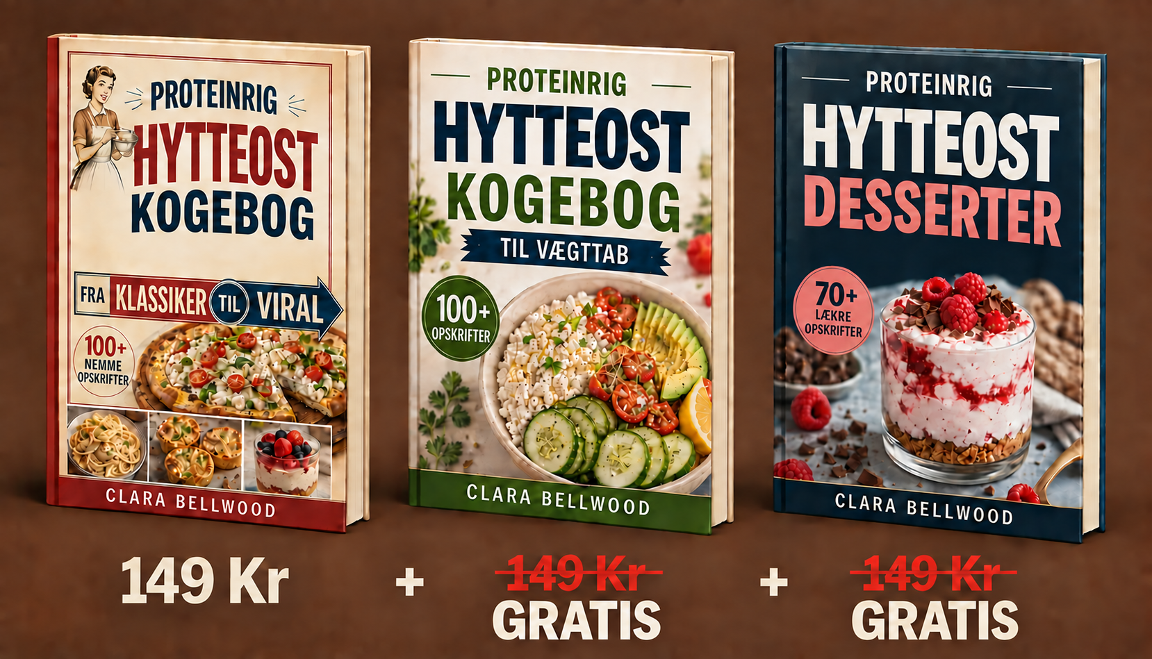 Proteinrig Hytteost Kogebog + 2 BONUSSER