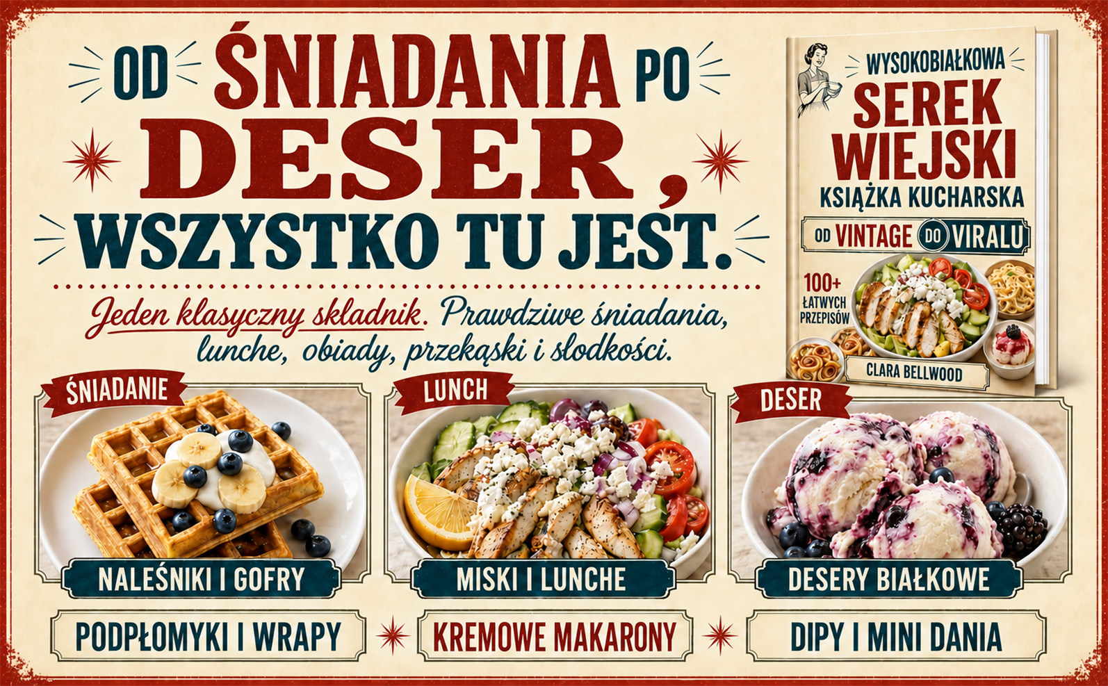 Wysokobiałkowy Serek Wiejski Książka Kucharska + 2 BONUSY