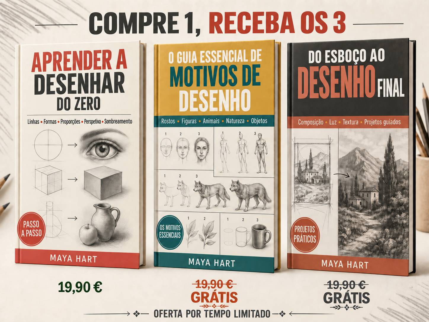Conjunto de três guias de desenho