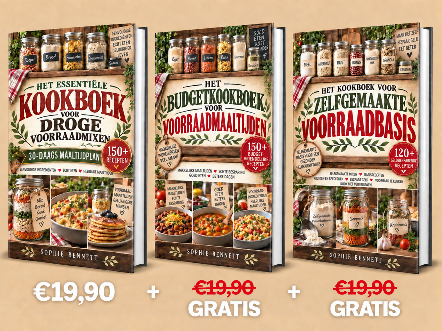 Het essentiële kookboek voor droge voorraadmixen + 2 GRATIS BONUSBOEKEN