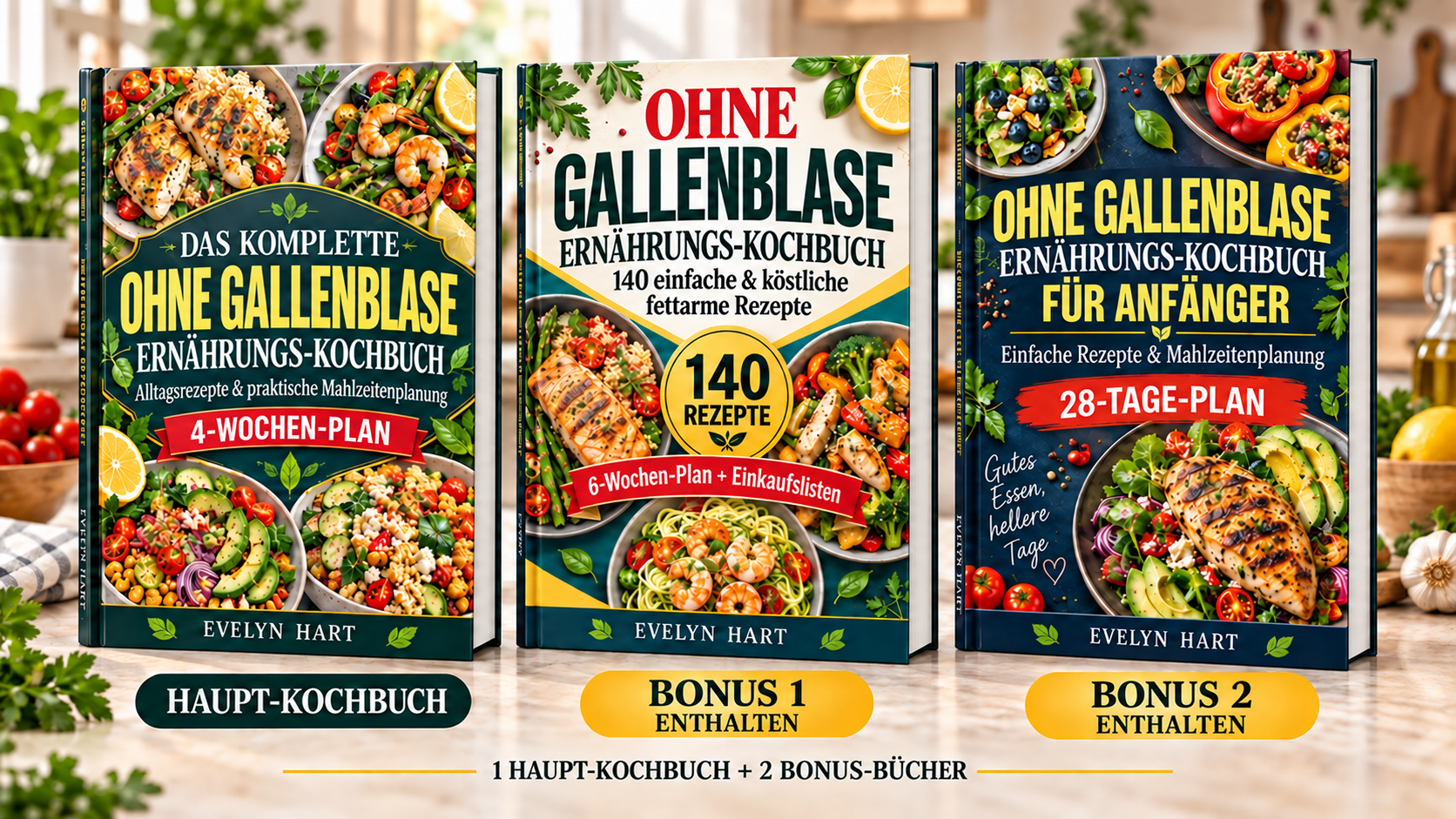 Das komplette Kochbuch für die Ernährung ohne Gallenblase + 2 BONUS-BÜCHER
