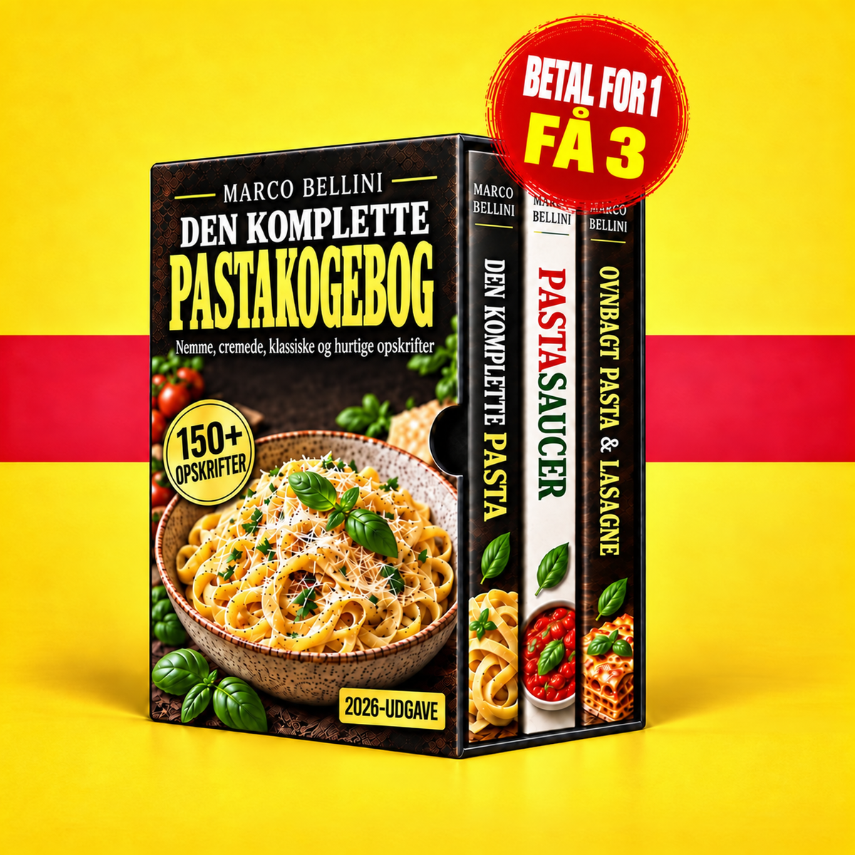 Den Komplette Pastakogebog + 2 GRATIS BONUS-BØGER