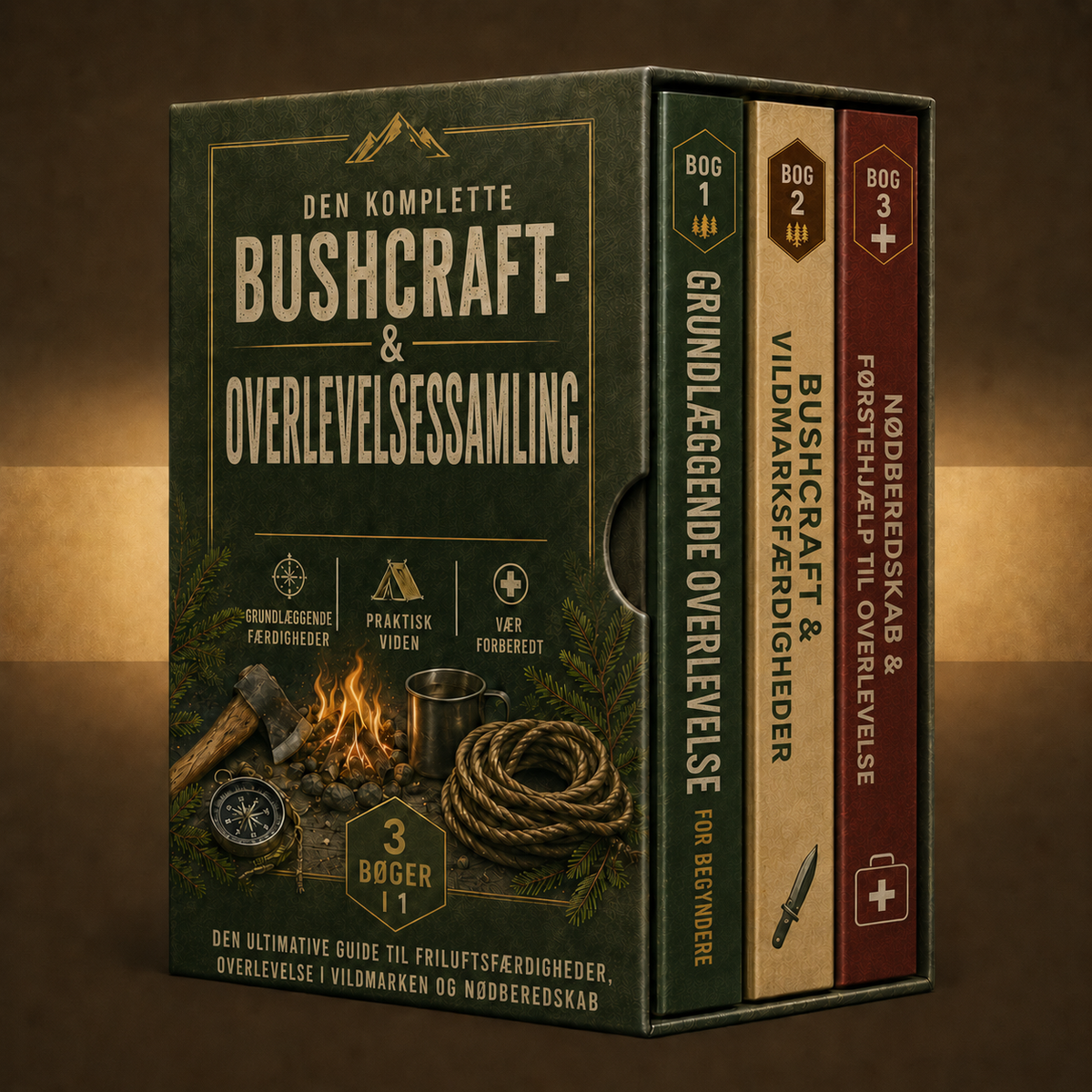 DEN KOMPLETTE BUSHCRAFT- & OVERLEVELSESSAMLING + BONUSSER