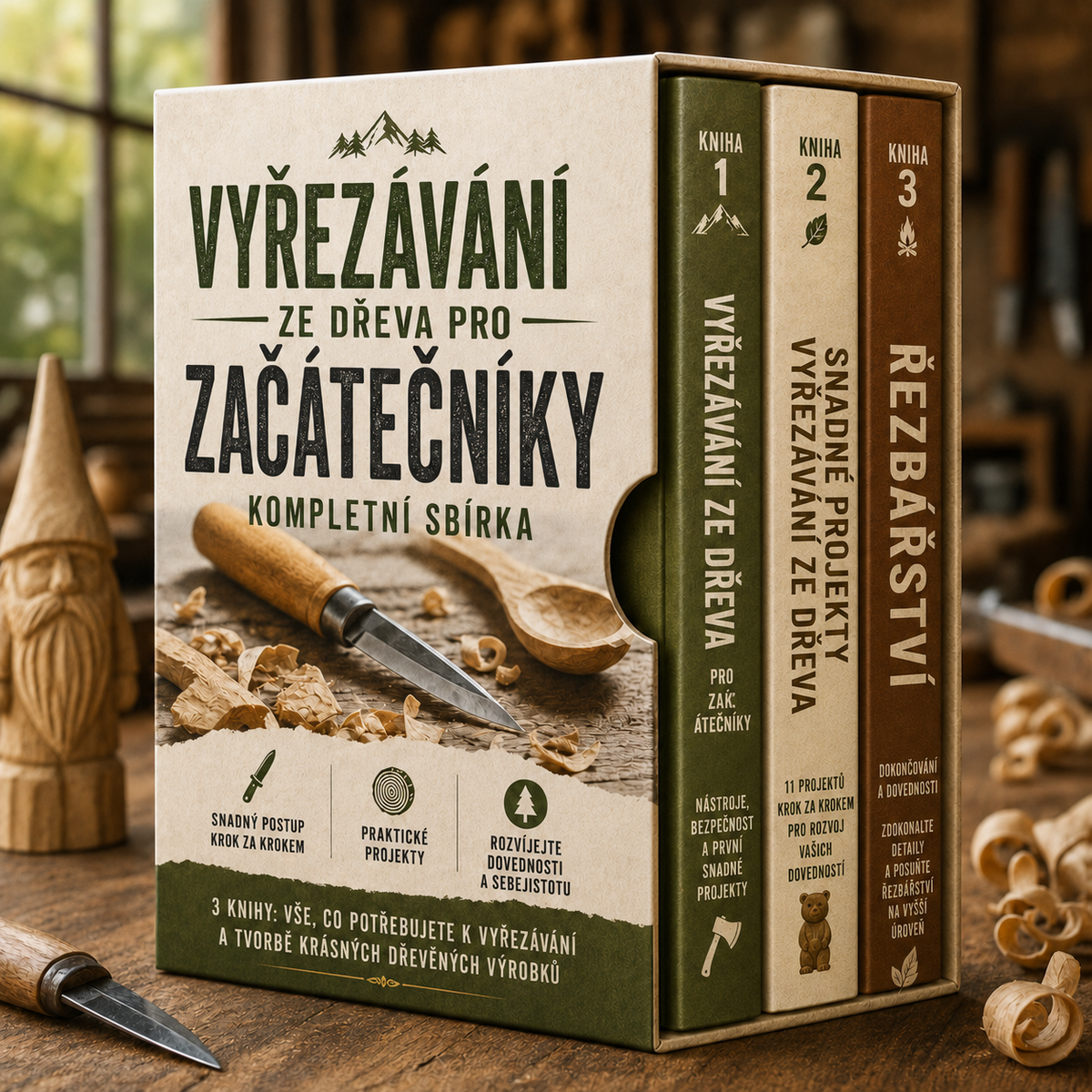 VYŘEZÁVÁNÍ ZE DŘEVA PRO ZAČÁTEČNÍKY — KOMPLETNÍ SBÍRKA + BONUSY