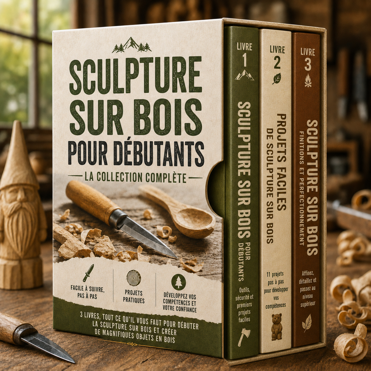 SCULPTURE SUR BOIS POUR DÉBUTANTS – LA COLLECTION COMPLÈTE + BONUS